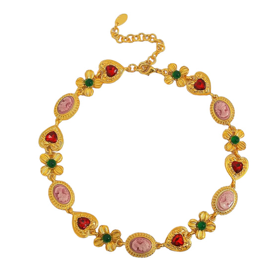 Victoria Cameo Pink Lady Necklace And Bracelet Set