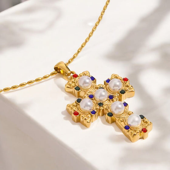 Multi Color Cross Necklace