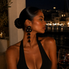 Black Gold Flower Earrings
