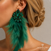 Green Feather Angel Earrings