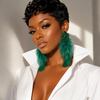 Green Feather Angel Earrings