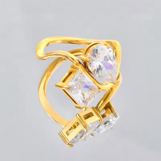 Luxe Dual Stone Wrap Ring