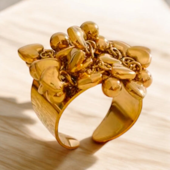 Golden Bloom Heart Ring