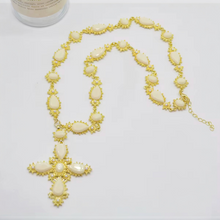  Cream Vintage Elegance Cross Necklace
