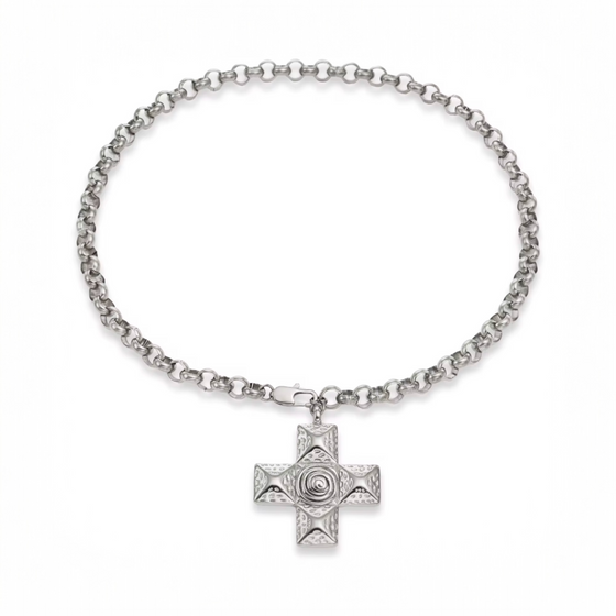 White Gold Vintage Cross Necklace
