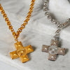 White Gold Vintage Cross Necklace
