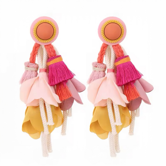 Pink Tropic Bloom Statement Earrings