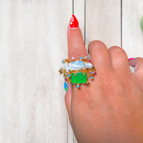 Green Celestial Cloudburst Ring